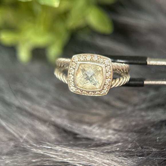 D.Y. 925 Prasiolite/Diamonds Ring - Picture 6 of 12